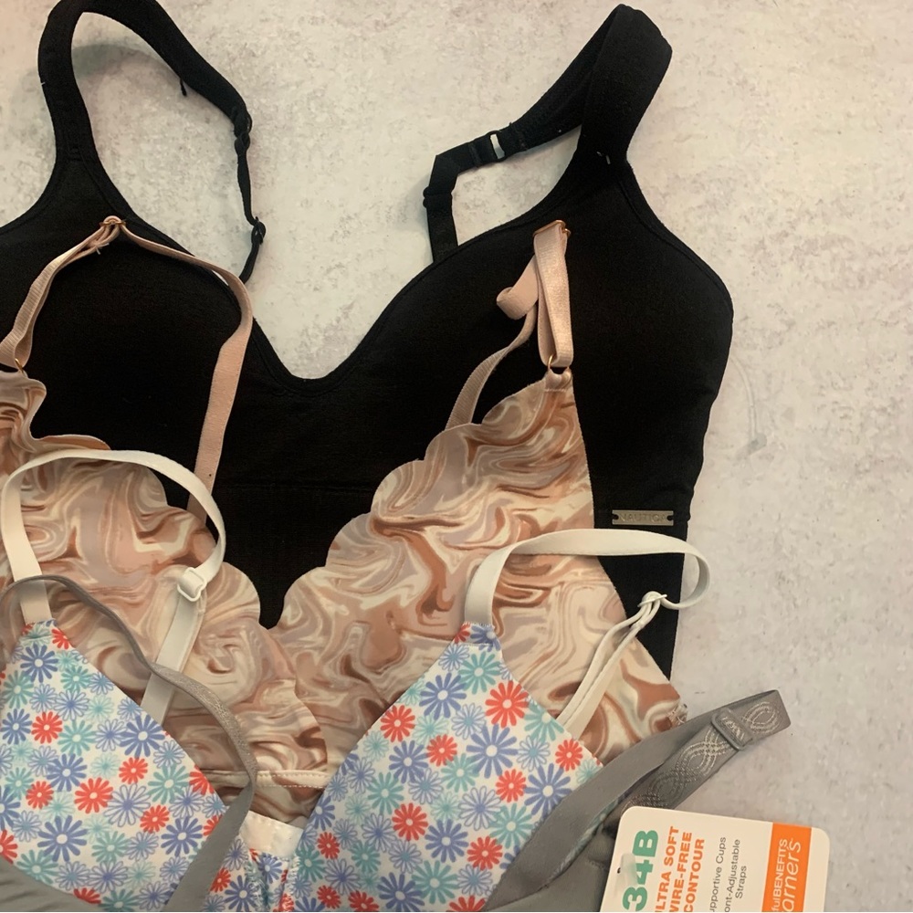Bundle 4 Wirefree T Shirt Bras Various Danskin Hanes Nautica Warners - Picture 4 of 16